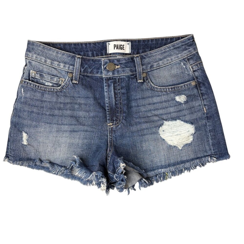 Paige Daryn Cut off Short Izza destructed Distressed Shorts sz 27 Blue